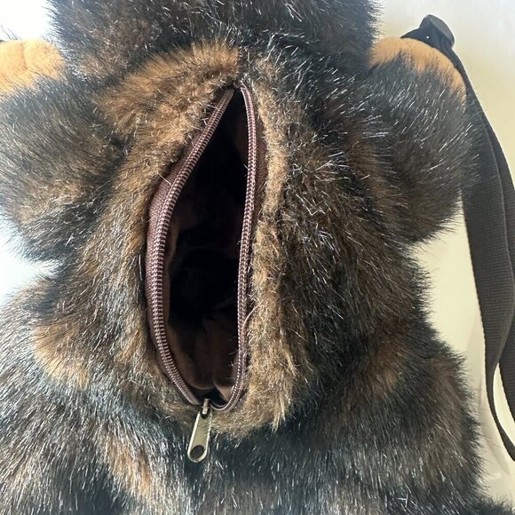 The Stuffed Animal House Kids Black & Brown Faux Fur Bear 18" Backpack - Picture 4 of 4